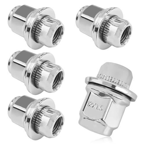 MLAHUIER 5PCS M12x1.5 Chrome Lug Nuts, Chrome Closed End Mag Style Lug Nuts with Washer Replaces OEM#90084-94001, Lug Nut Lock Set Compatible with Toyota Corolla Camry Tacoma Lexus - Image 1