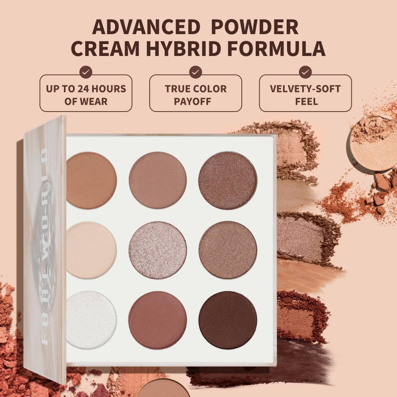 docolor Neutral Eyeshadow Palette 9 Colors Nude Brown Eyeshadow Palette Eye Shadow Palette Makeup Palettes with Velvety and Silky Finishes Highly Pigmented Mattes Shimmers Glitter Eye Makeup Palettes - Image 2