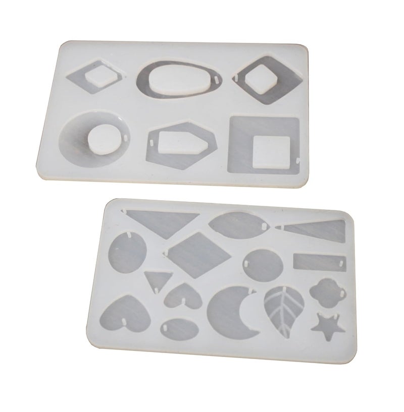 IVEI Resin Jewelry Mold Tray DIY Set of 2 with Multiple Designs for Jewelry Making Durable Flexible Silicone Molds for Crafting Earrings Pendants Bracelets and More Easy Release NonStick