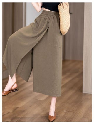 Split Lazy Style Casual Skirt Pants Summer Thin Loose High Waist Hip Thigh Thick Thin Eight Points Wide Leg Pants Women Wholesale - pzsku/Z60377161365A349D8544Z/45/1749696641/ce441d2d-04ca-47bd-a0d5-7f433b48b2f3