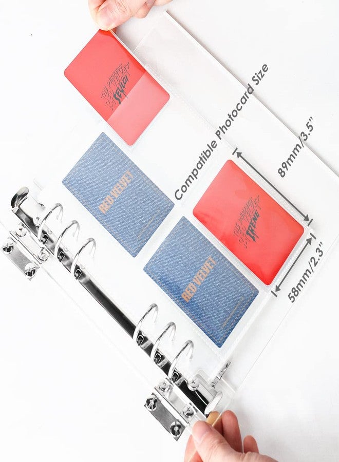 Baskiss 4 Pocket Pages 120 Single Sided Pockets 3.5”x2.4”, 30 Pack Heavyweight Sheet Protectors Sleeves Fits A5 Binder for 3 inch Polaroid Kpop Album MD Photo - Image 5