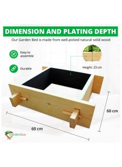 Generic Green Corner Raised gardenbed, 2 Feet by 2 Feet x 23 Cm. Whitewood planter box for home gardening, starter kit to grow flowers, herbs, vegetables, root veggies  - Image 2