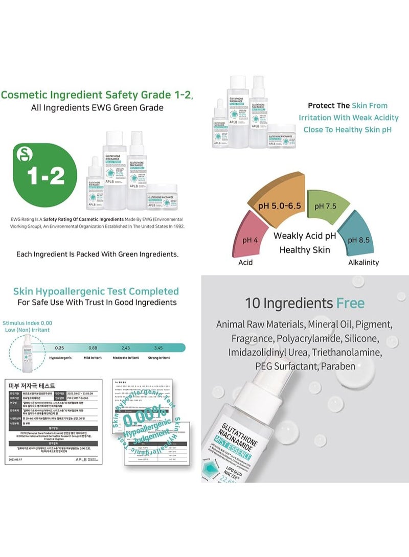 APLB Glutathione Niacinamide Mist Essence | LIPO GLUTA NIAC CEN™ 22.6% 3.55 FL.OZ/Korean Skincare, Replenishing moisture, Revitalize for gentle and improve skin texture through Niacinamide - Image 4