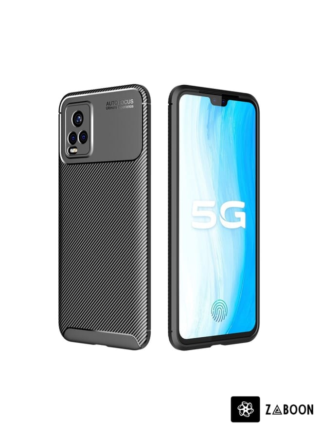 Zaboon Protective Case Cover For vivo S7 Carbon Fiber Texture Shockproof TPU Case - Image 1