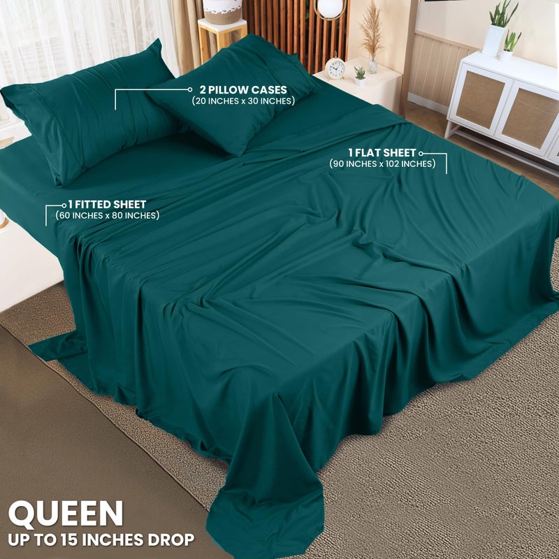 Utopia Bedding Queen Bed Sheets Set - 4 Piece Bedding - Brushed Microfiber - Shrinkage and Fade Resistant - Easy Care (Queen, Teal) - Image 2