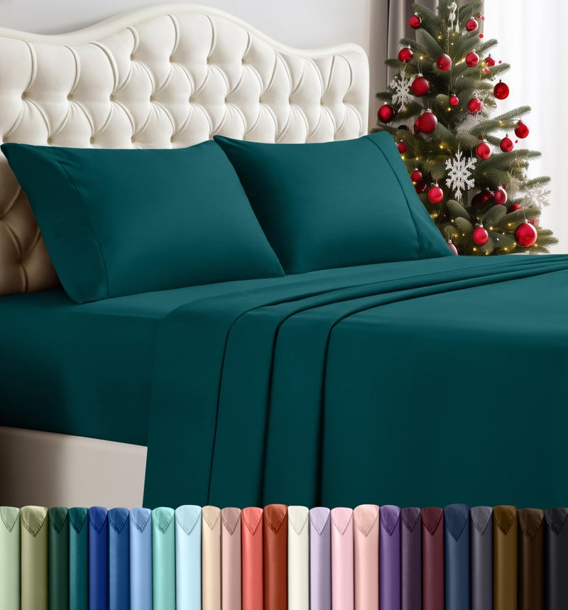 Utopia Bedding Queen Bed Sheets Set - 4 Piece Bedding - Brushed Microfiber - Shrinkage and Fade Resistant - Easy Care (Queen, Teal) - Image 1