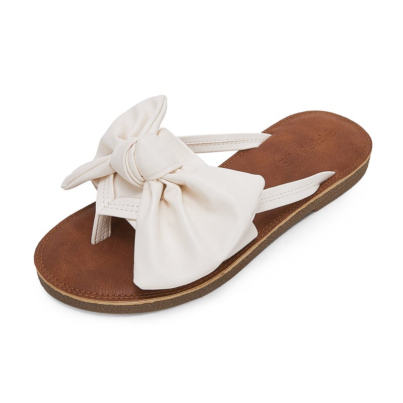 FISACE Womens Slip On Flip Flops Ring Toe Strappy Casual Summer Gladiator Flat Sandals - Image 1