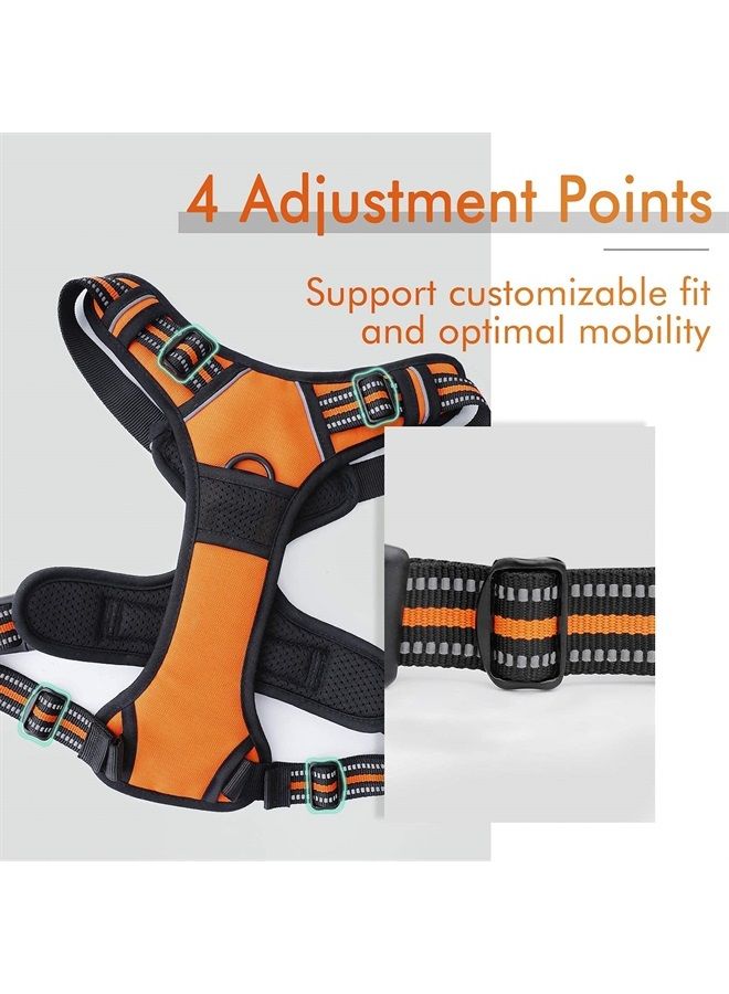 Rabbitgoo Dog Harness,No-Pull Pet Harness with 2 Leash Clips,Adjustable Soft Padded Dog Vest,Reflective No-Choke Pet Oxford Vest with Easy Control Handle for Medium Dogs,Orange (M, Chest 19.1-29.3")