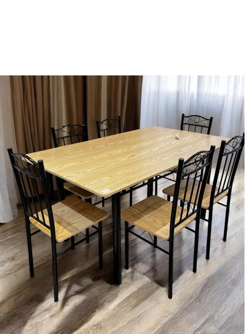 KRESLO Stylish Metal Dining Table Set - 6 Chairs - Image 1