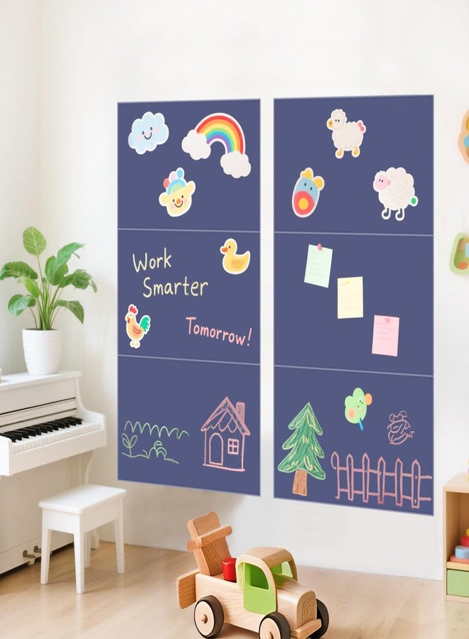 OMKSIH Magnetic Chalkboard Wall Decal for Kids Set of 6 Peel and Stick Magnet Sheets with Chalk Tangram Puzzle and Multiple Accessories Dusty Blue Magnetic Chalk Boardfor Home Playroom and Classroom - Image 1
