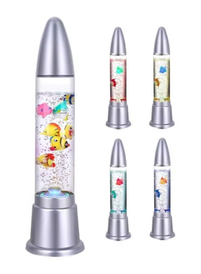 TIGER LED Aquarium Lamp with 7 Colorful Plastic Fish – Soothing Artificial Fish Tank Light for Relaxation, Office & Home Decor – Energy-Efficient Color-Changing LEDs – Ideal for Bedrooms, Desks, Living Rooms & Workspaces – Unique Gift for Kids & Adults  - Image 1