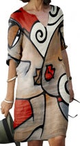 2023 new on the new digital 3D printing in the long sleeve dress fashion personality 3d pullover A- line skirt women HSZXQ040 - Image 1