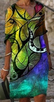 2023 new on the new digital 3D printing in the long sleeve dress fashion personality 3d pullover A- line skirt women HSZXQ040 - Image 4
