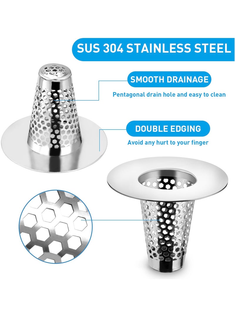 2PCS Stainless Steel Hair Catcher for Bathroom Sink, Fits 1.20" to 1.60" Drain Holes, Clog-Free Porous Strainer for Easy Drain Maintenance - Image 4
