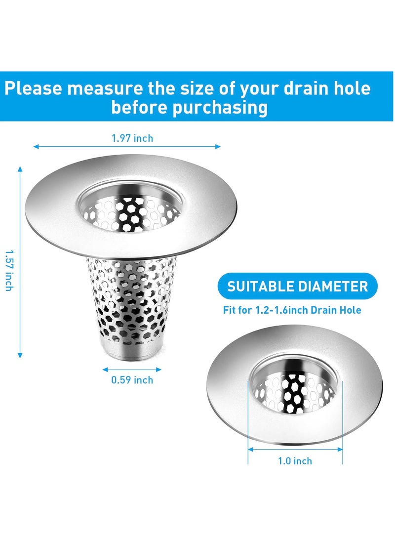 2PCS Stainless Steel Hair Catcher for Bathroom Sink, Fits 1.20" to 1.60" Drain Holes, Clog-Free Porous Strainer for Easy Drain Maintenance - Image 3