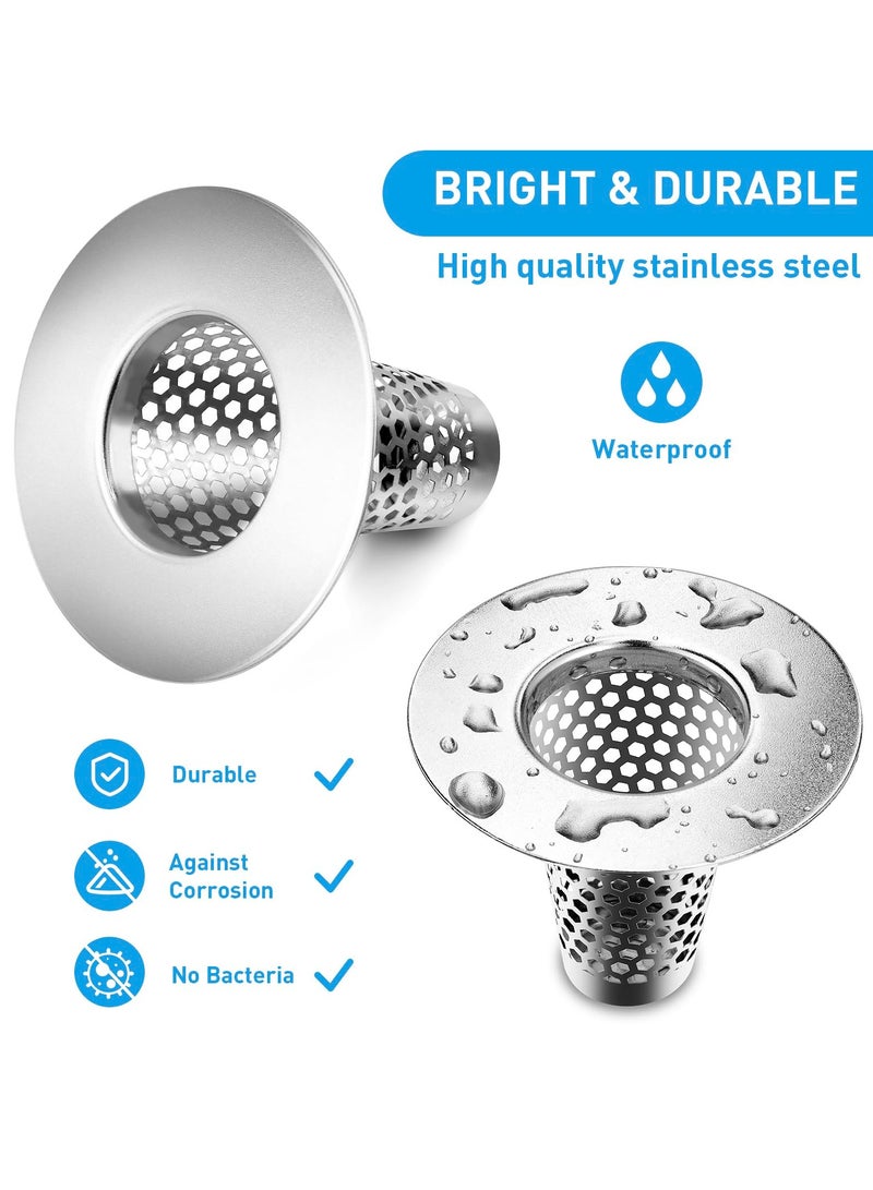 2PCS Stainless Steel Hair Catcher for Bathroom Sink, Fits 1.20" to 1.60" Drain Holes, Clog-Free Porous Strainer for Easy Drain Maintenance - Image 2