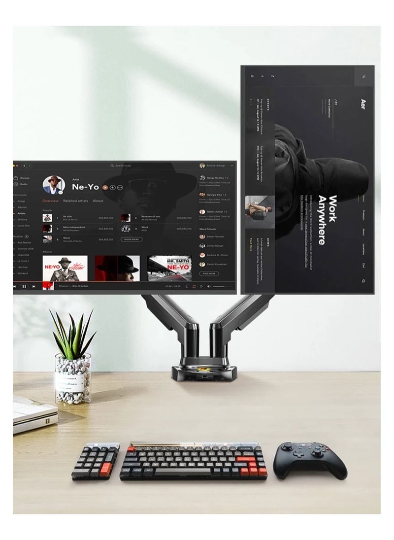 ان بي ايرجونوميك - أن بي نورث بايو NB Ergonomic  حامل شاشة مزدوج للمكتب، ذراع شاشة كمبيوتر دوارة كاملة الحركة لشاشتين 17-27 بوصة مع سعة تحميل 4.4 ~ 19.8 رطل لكل شاشة F160 - Image 1