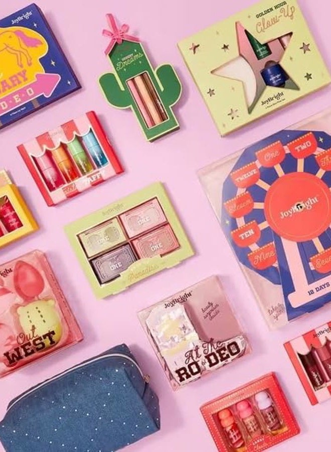 Ulta JoyBright 12 Days of Beauty Holiday Collection, Makeup and Skincare Gift Set, Pink and Blue Ferris Wheel Design, Western Theme - Image 4