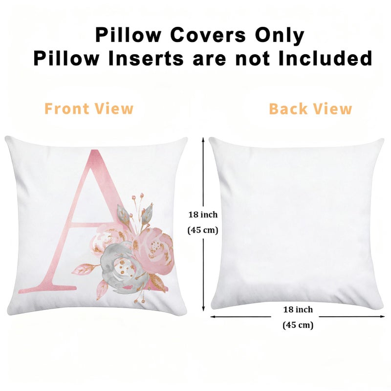 Tillskuch Pink Throw Pillow Covers Cute Alphabet Decorative Cushion Covers Square Letter Throw Pillows Protectors for Sofa Couch Bedroom Chair Home Decor 18 x 18 Inch(K) - Image 4