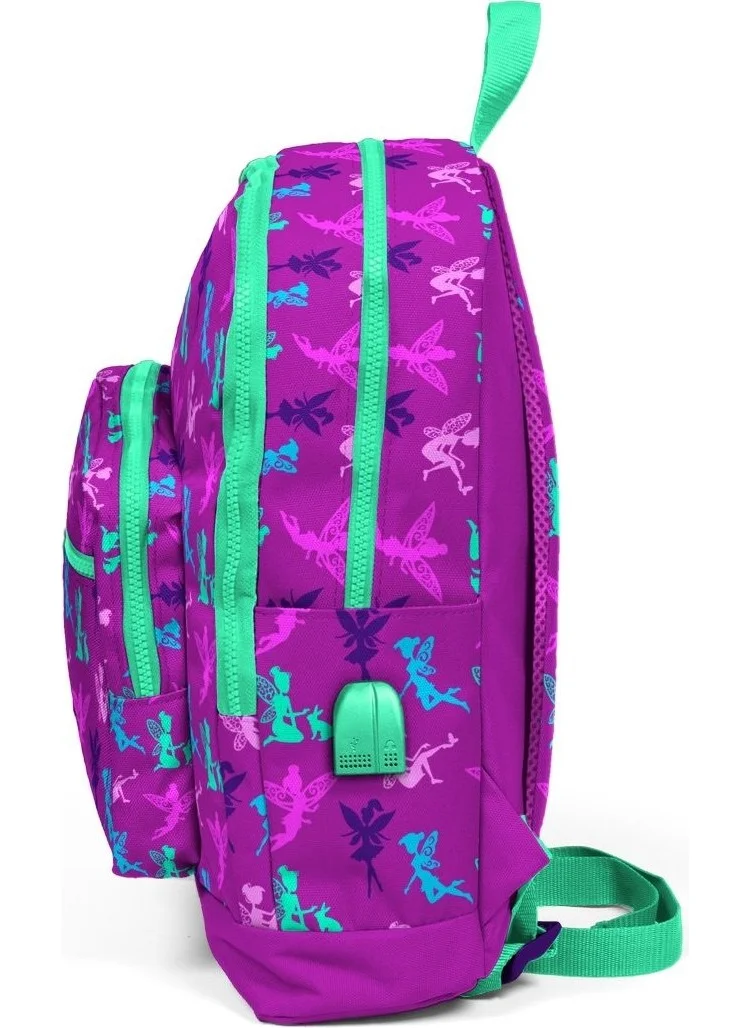 CORAL HIGH Kids Fairy Printed Primary School Bag With Usb + Aux Socket Four Eyes