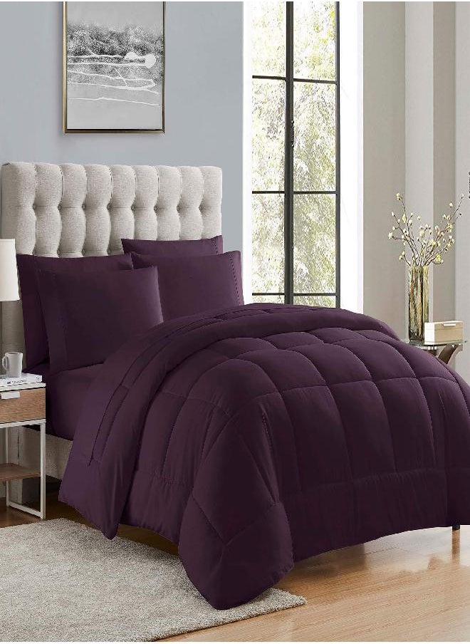 Sweet Home Collection Sweet Home Collection Down Alternative Comforter All Season Warmth Luxurious Plush Loft Microfiber Fill Duvet Insert Bedding, Queen, Purple  - Image 3