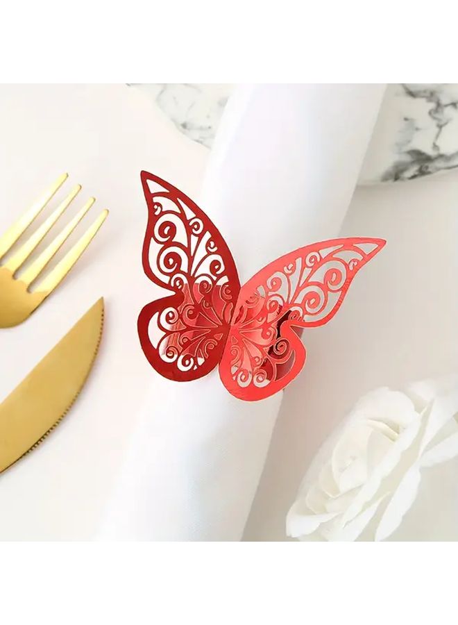 Colorful Pink 50 Pack Butterfly Laser Cut Napkin Ring Foldable Plastic Table Decor - Image 3