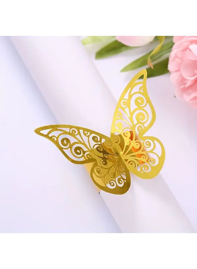 Colorful Pink 50 Pack Butterfly Laser Cut Napkin Ring Foldable Plastic Table Decor - Image 1
