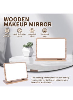Generic Wooden Makeup Mirror, 90° Folding Vanity Mirror, Suitable for Fine Makeup and Daily Skin Care  - Image 2