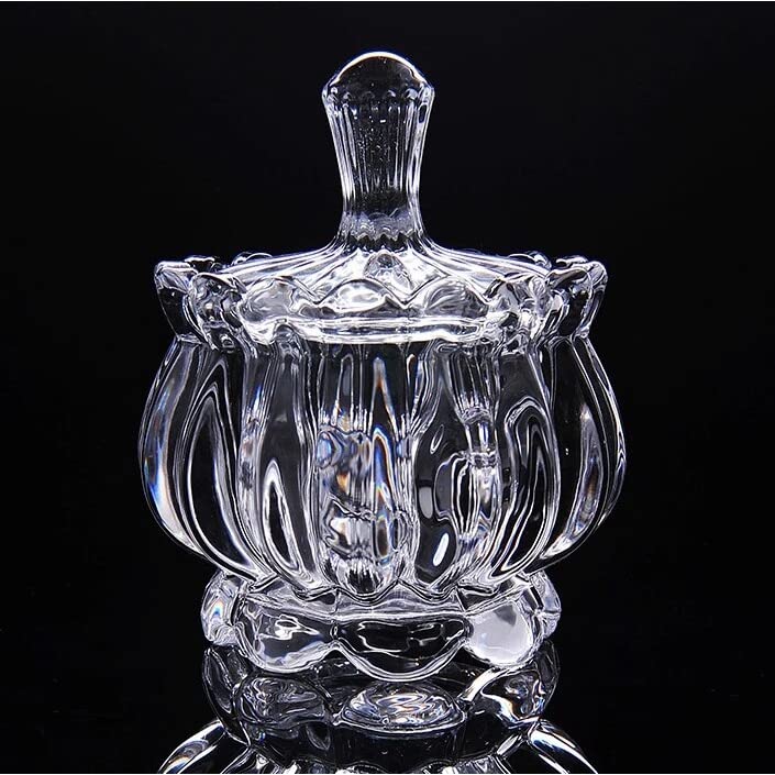 WRINGO WRINGO Premium Glass Candy Dish With Lid Crystal Candy Jar Cookie Jar Decorative Candy Bowl Jewelry Dish Covered Candy Jars For Buffet Kitchen Home Office Desk 400 ml  - Image 5
