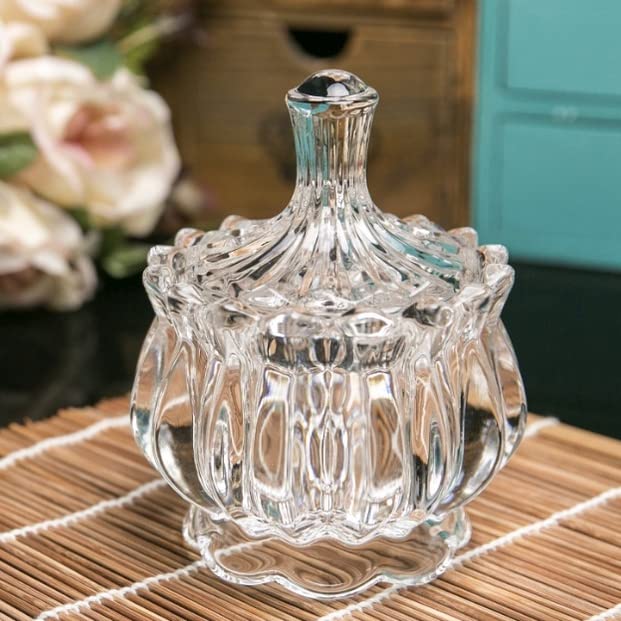WRINGO WRINGO Premium Glass Candy Dish With Lid Crystal Candy Jar Cookie Jar Decorative Candy Bowl Jewelry Dish Covered Candy Jars For Buffet Kitchen Home Office Desk 400 ml  - Image 2