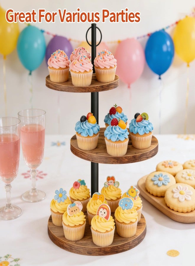 OugeWood Cupcake Stand, 3 Tier Large Cupcake Stand,Round Cupcake Stand for 50 Cupcakes,Rustic Dessert Table Display Set Wood Cupcake Tower Cake Stand Tiered Tray Stand for Wedding Birthday Baby Shower 2 Pack - Image 5