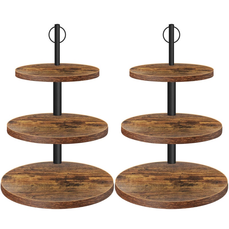 OugeWood Cupcake Stand, 3 Tier Large Cupcake Stand,Round Cupcake Stand for 50 Cupcakes,Rustic Dessert Table Display Set Wood Cupcake Tower Cake Stand Tiered Tray Stand for Wedding Birthday Baby Shower 2 Pack - Image 1