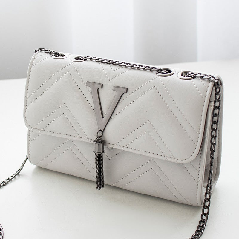 Women'S Shoulder Bag 2020 New Hanging Silk Logo Chain Crossbody Bag Fashionable Casual Multi-Layer Cabinet Small Square Bag - Image 1