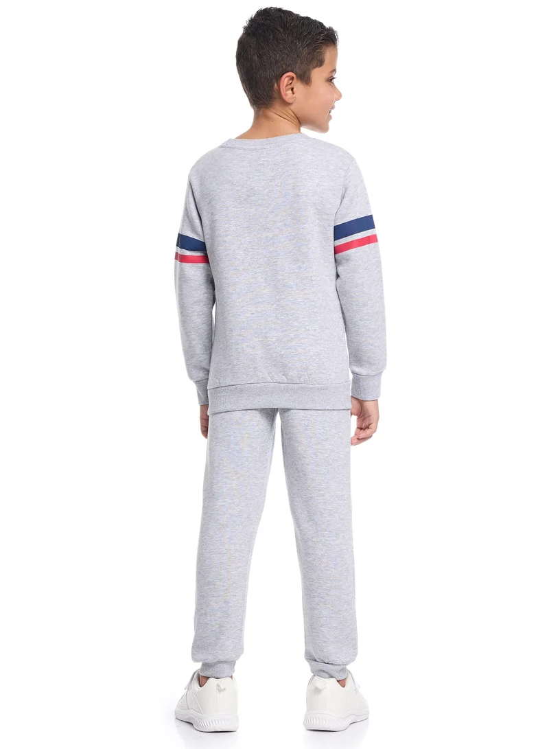 victor and jane Boys Team Print Fleece Co-ord Set - Grey Sweatshirt &amp; Joggers