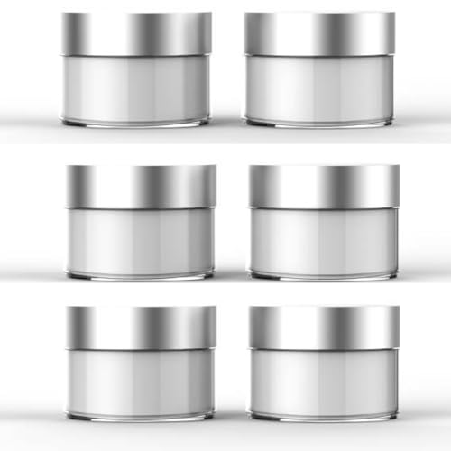 Devinez Multipurpose (Pack of 6) Round Clear Glass Cosmetic Jars,30gm with Inner Liners and Silver Lids, Travel Jars, Refillable for Makeup, Cream, Lotion, Sugar Scrubs, Eye Shadow Paint, Jewelry - Image 1