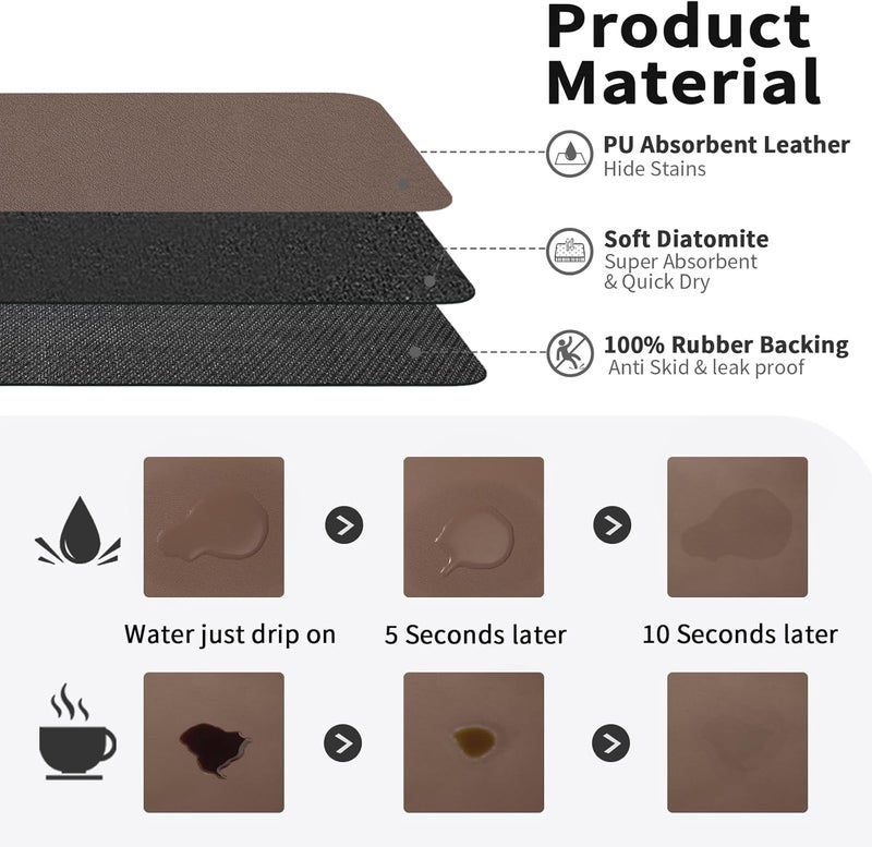 HotLive حصيرة HotLive Coffee Mat - مصنوعة للاستخدام على طاولات المطبخ أو البارات، تتناسب تحت أجهزة تحضير القهوة أو آلات الإسبريسو، مصنوعة من مادة ماصة لإخفاء البقع، مع ظهر مطاطي. - Image 2