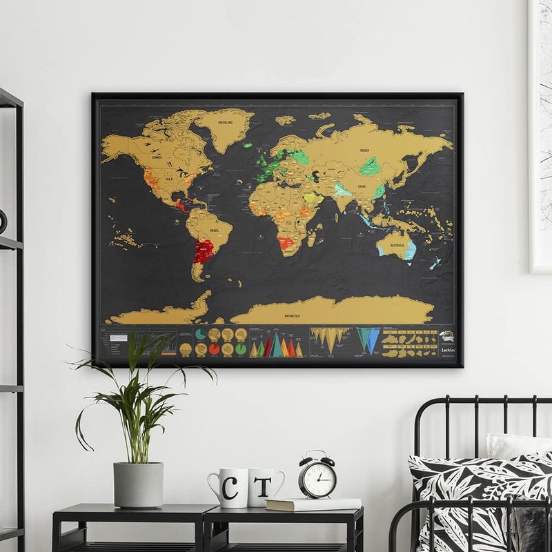 Luckies of London Scratch Map Deluxe - World Map Wall Art Poster, Travel Gifts, Atlas Wall Decor for Room, Large - Image 4