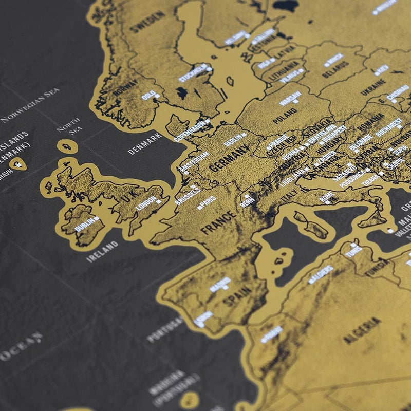 Luckies of London Scratch Map Deluxe - World Map Wall Art Poster, Travel Gifts, Atlas Wall Decor for Room, Large - Image 2