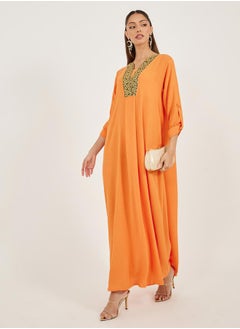 Styli Embroidered V Neck A-Line Jalabyia  - Image 1