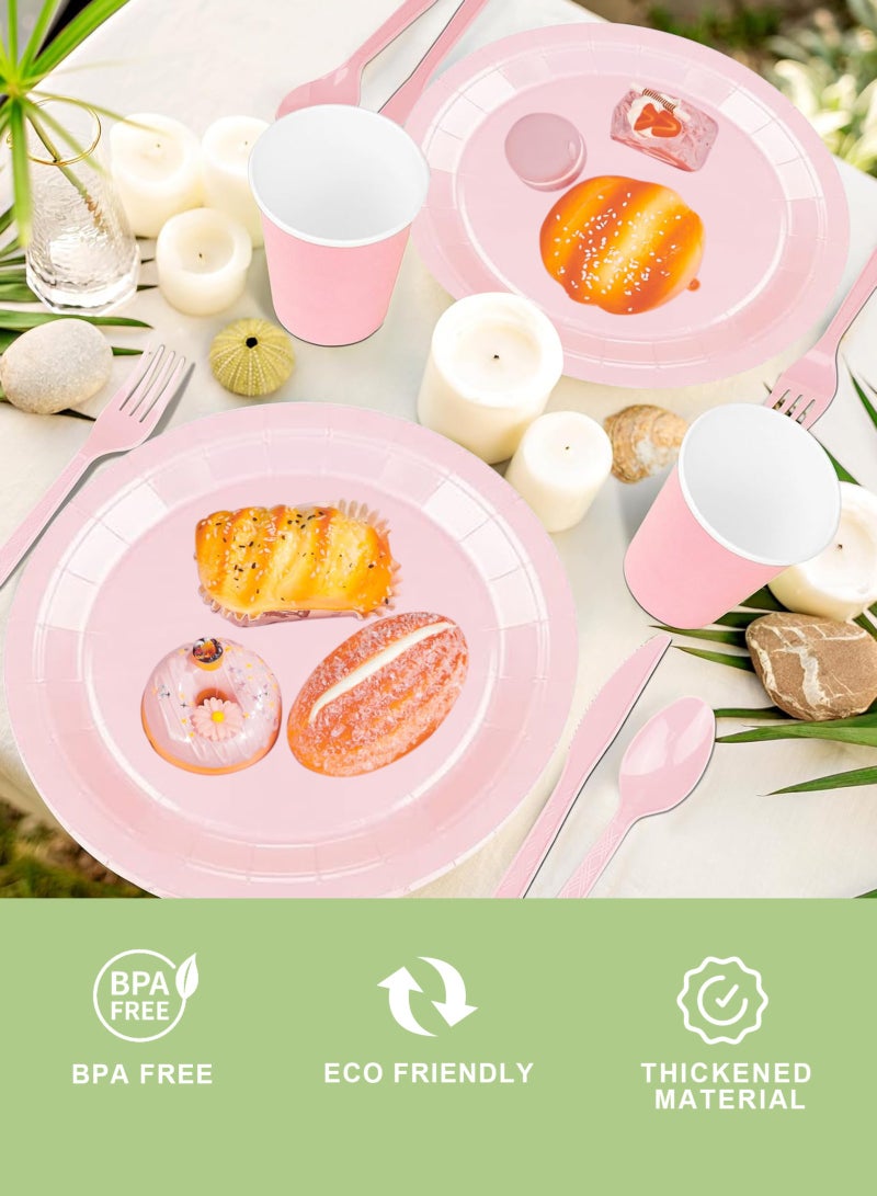 HomarKet 200 Pcs Disposable Paper Plates and Napkins,25 Guest Party Supplies Dinnerware Set Include Scalloped Plates Paper Napkin Cup Straw Plastic Spoon Fork Knive for Party,Wedding, - Image 3