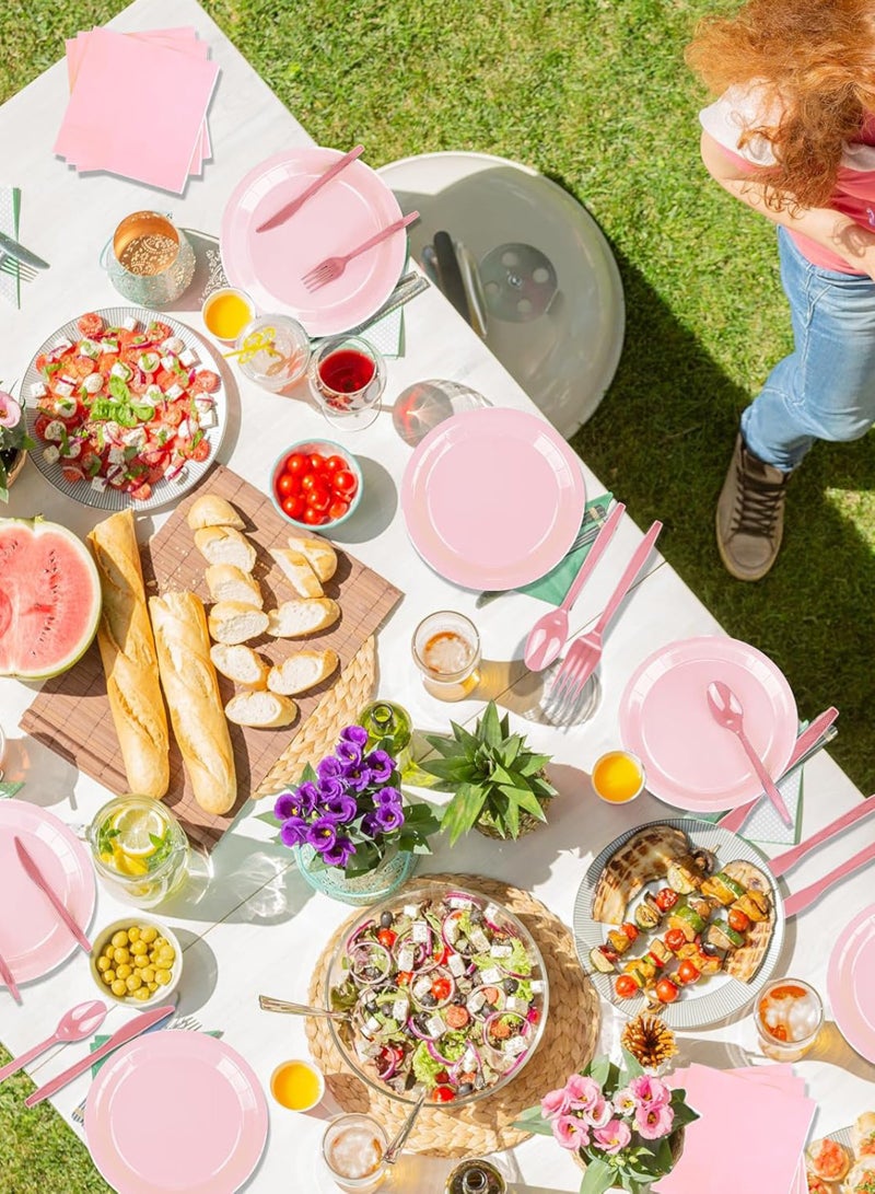 HomarKet 200 Pcs Disposable Paper Plates and Napkins,25 Guest Party Supplies Dinnerware Set Include Scalloped Plates Paper Napkin Cup Straw Plastic Spoon Fork Knive for Party,Wedding, - Image 5