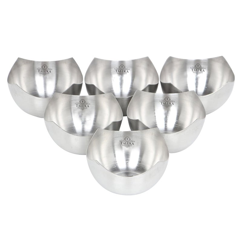 Taluka Stainless Steel Dessert Bowls 100 gm each Set of 6 Silver - Image 1