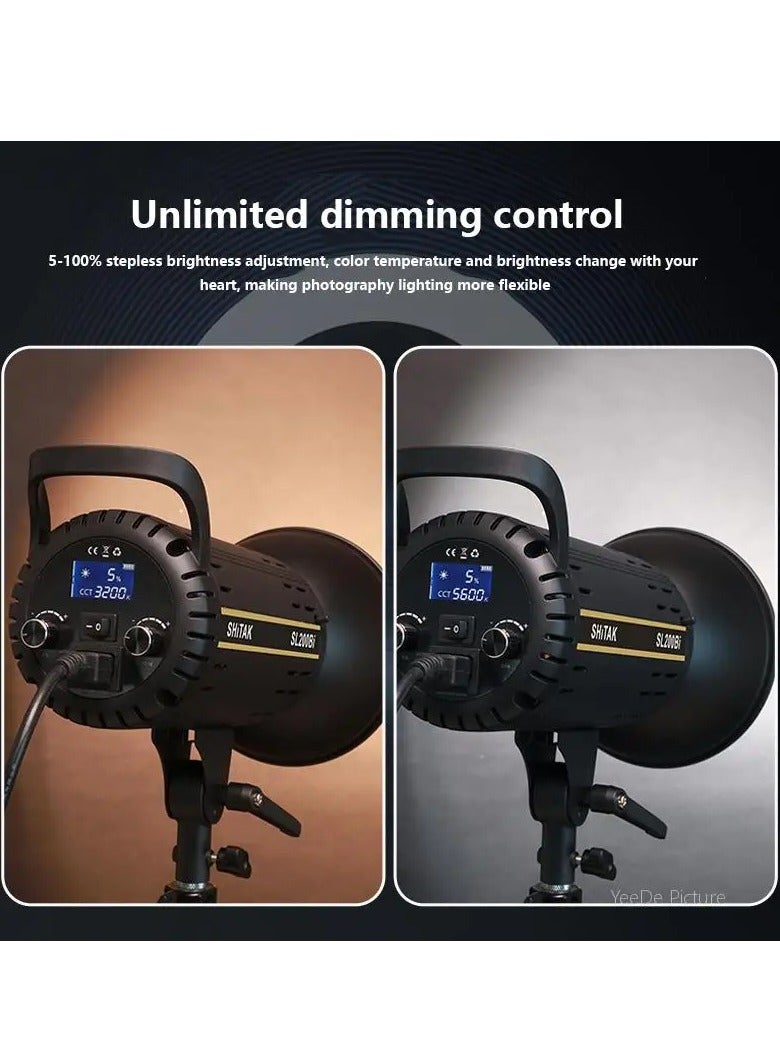 مبرد SL200BI ضوء تصوير LED 3200K/5600K قابل للتبديل ضوء استوديو احترافي لنقاط التصوير مصباح مع تركيبة بوانز - Image 4