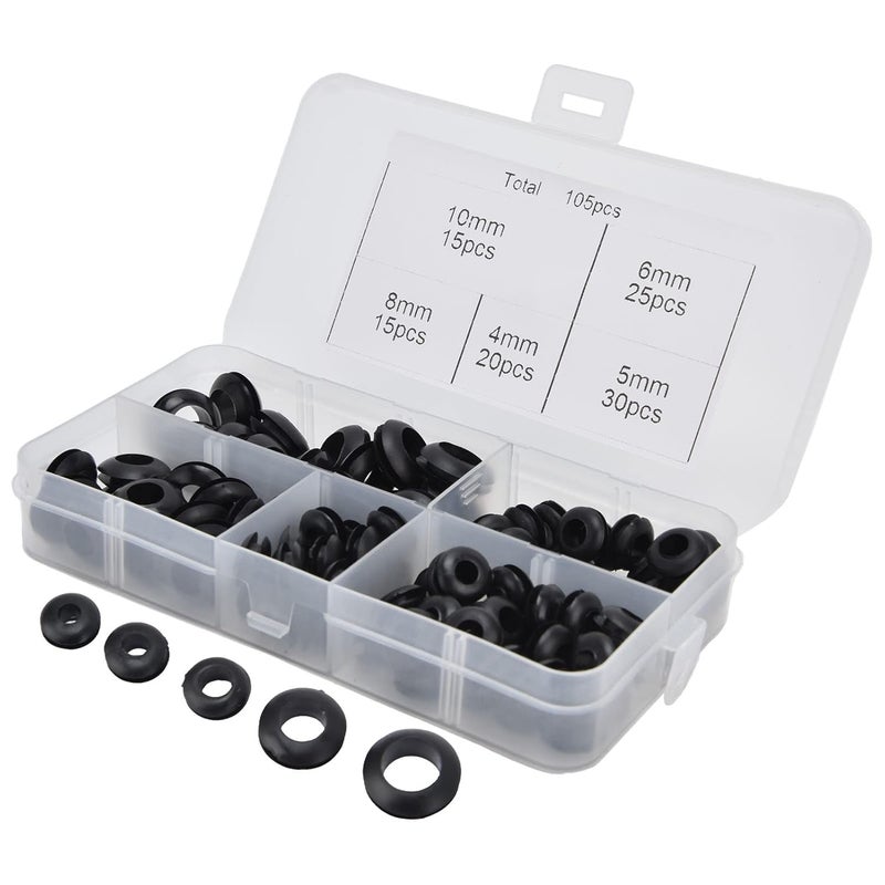 BRRNOO 105 قطعة من حلقات التثبيت المطاطية، حلقات الجلدة الكهربائية، حلقات غسالة الخرطوم، مجموعة لفائف الحماية السباكة - Image 3