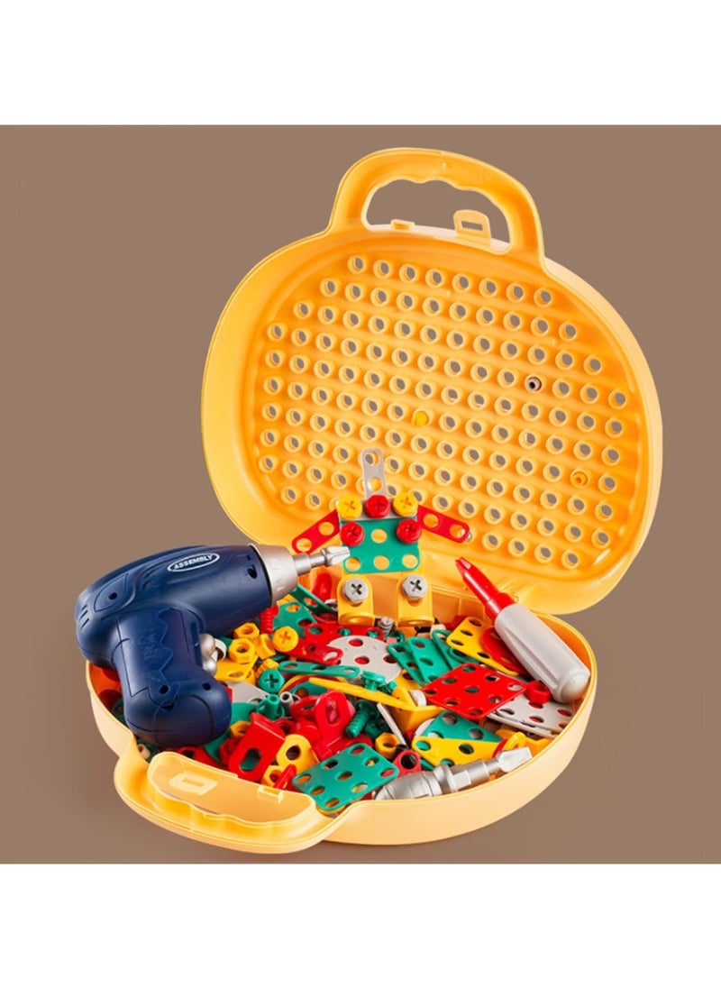 Generic Kids Drill Toy Set, 204 Pcs Kids Drill Set Stem Learning Toys for 4-8 Year Old Boys Girls,Construction Engineering Building Block Games with Toy Drill & Screw Driver Tool Set (Yellow Puppy)  - Image 3