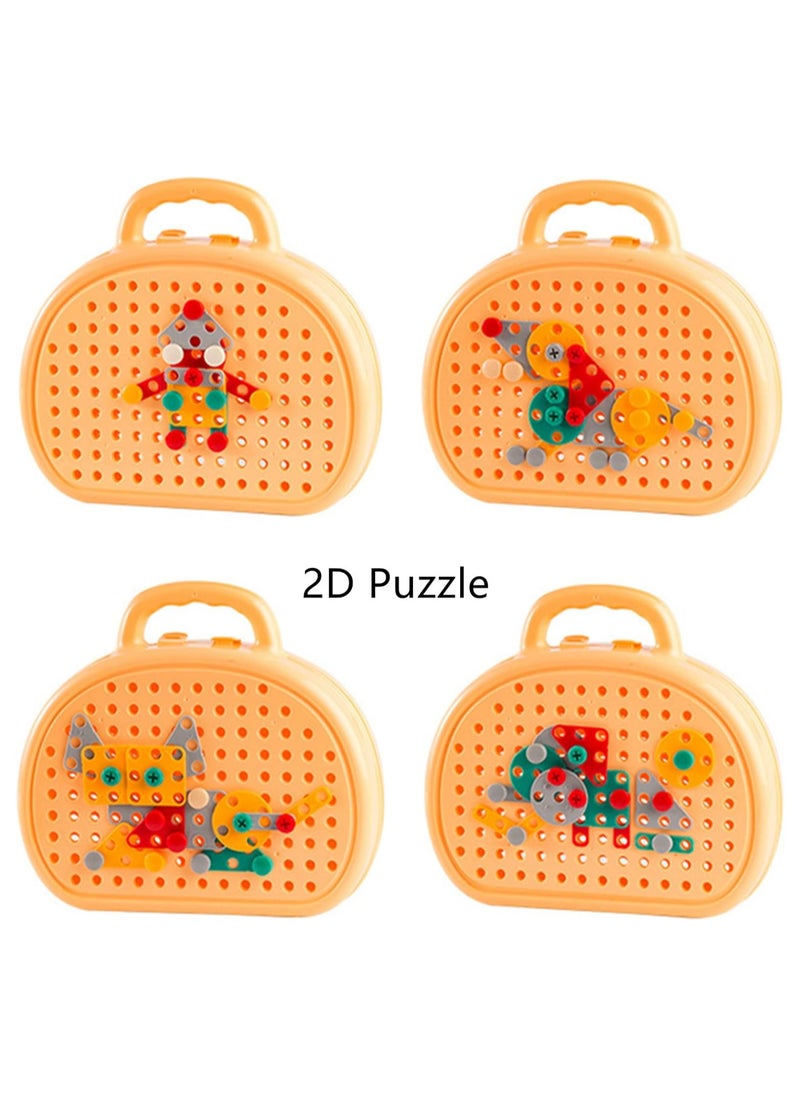null - Kids Drill Toy Set, 204 Pcs Kids Drill Set Stem Learning Toys for 4-8 Year Old Boys Girls,Construction Engineering Building Block Games with Toy Drill & Screw Driver Tool Set (Yellow Puppy) - Image 1