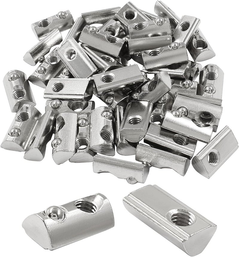 Hitefu 50PCS Roll in Spring T Nuts, 3030 Series M6 Half Round T Slot Nut - Image 1