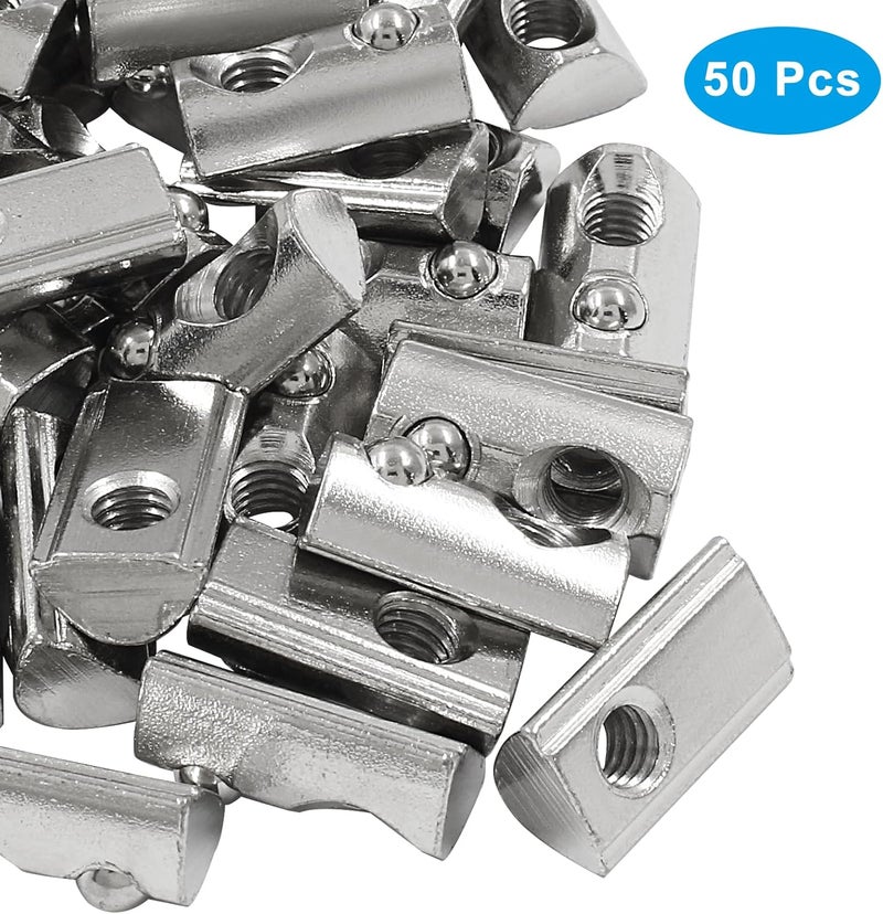Hitefu 50PCS Roll in Spring T Nuts, 3030 Series M6 Half Round T Slot Nut - Image 2