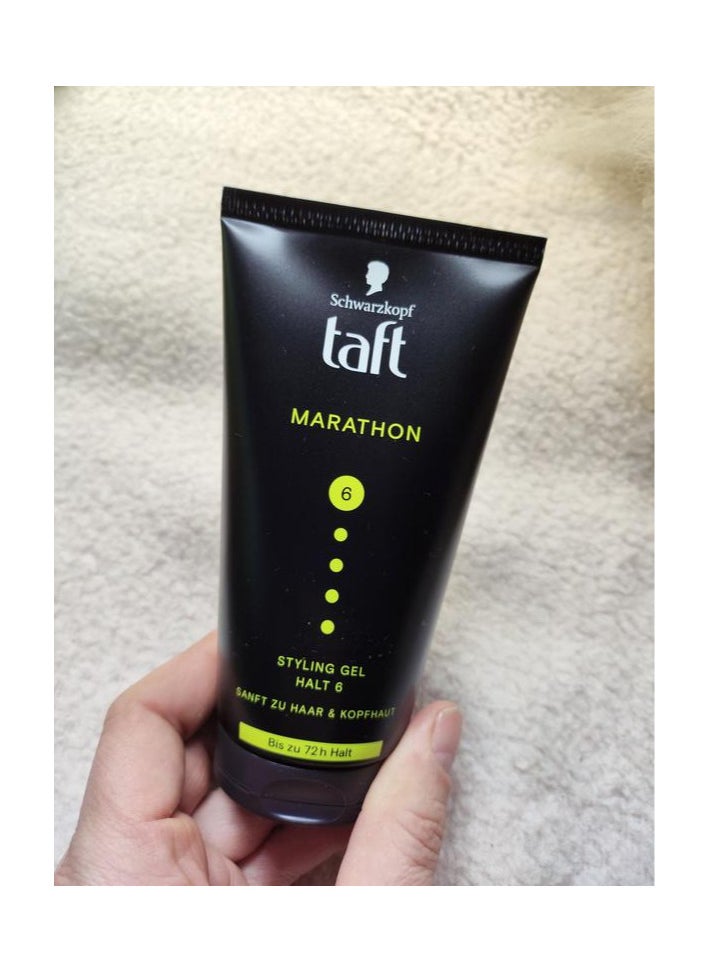 Schwarzkopf - German Brand, Hair gel, Schwarzkopf TAFT Marathon Styling Gel – Up to 72 Hours Strong Hold, Water-Resistant, Extreme Endurance for an Energetic Hairstyle,150 Ml. - Image 1