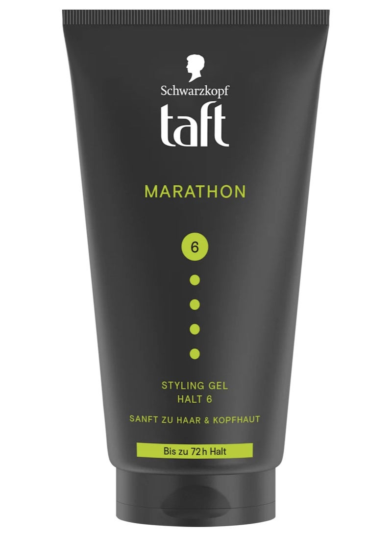 Schwarzkopf - German Brand, Hair gel, Schwarzkopf TAFT Marathon Styling Gel – Up to 72 Hours Strong Hold, Water-Resistant, Extreme Endurance for an Energetic Hairstyle,150 Ml. - Image 1